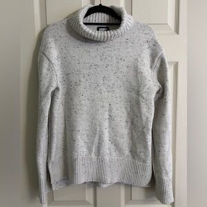 Lands' End Women's Speckled Light Gray Turtleneck Sweater